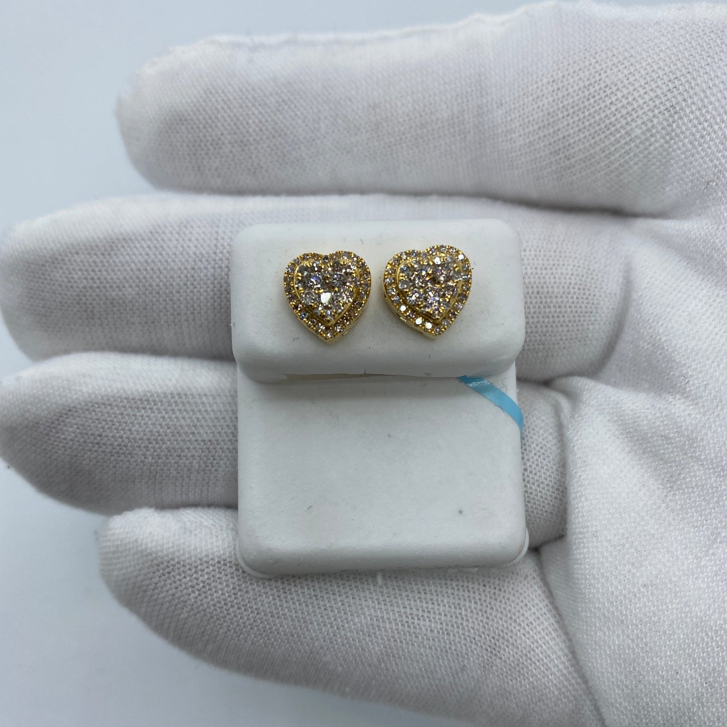 14K Halo Heart Diamond Earrings