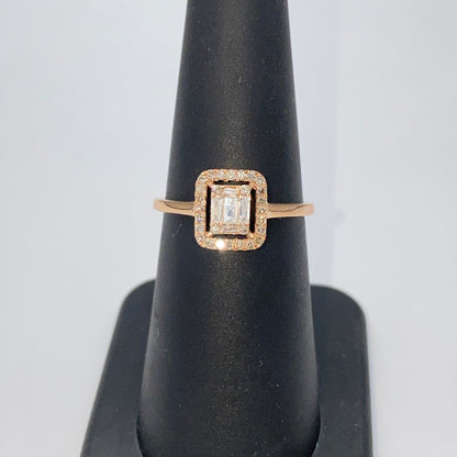 14K Palace Square Halo Diamond Baguette Engagement Ring