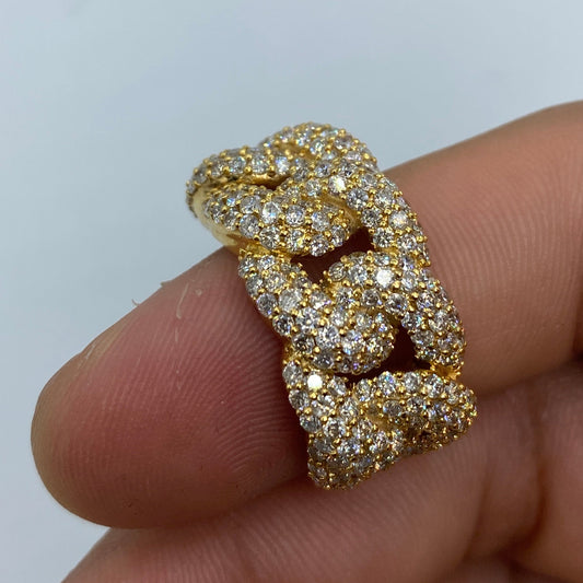 14K Iced-Out Cuban Link Ring