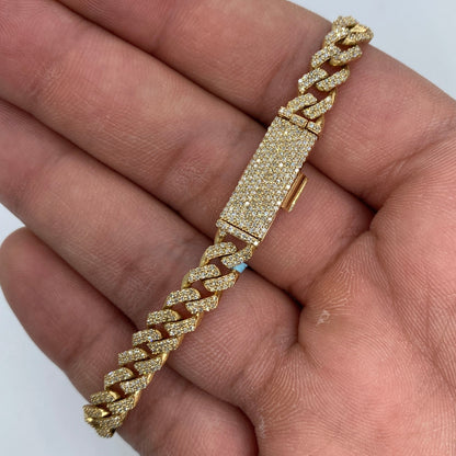 14K 7MM Cuban Link Diamond Bracelet 7.5-8"