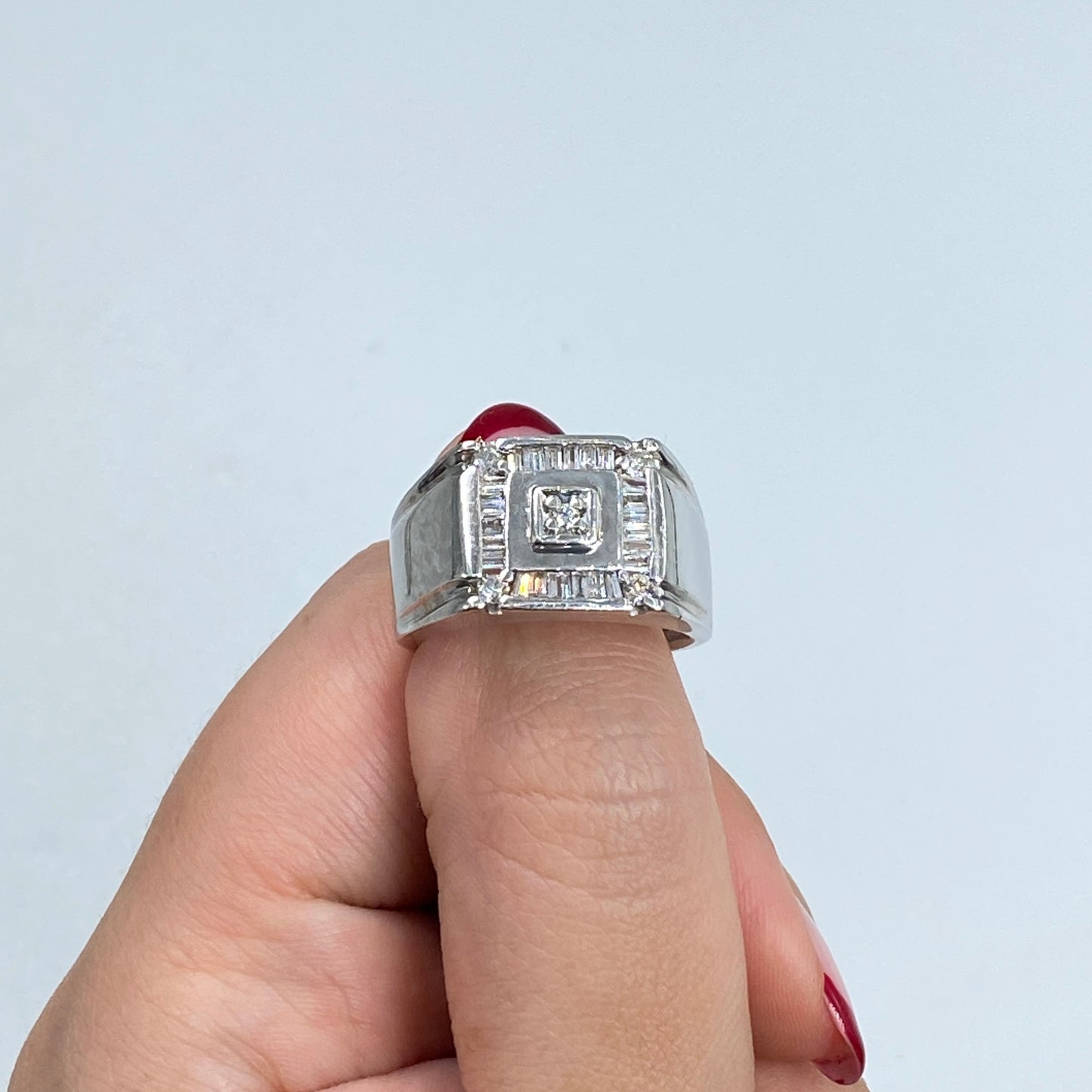 14K Diamond Baguette Cut Tower Ring