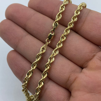 14K Gold 4MM Gold Rope Chain 22"