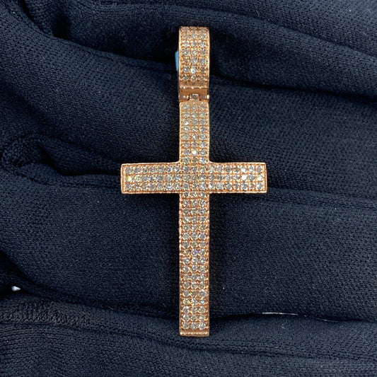 14K Rose Gold Latin Cross Diamond Pendant