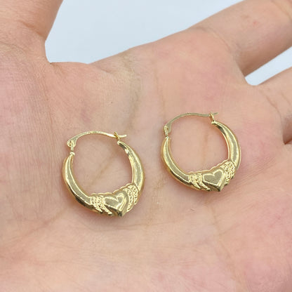 14k Heart of Gold Hoop Earrings