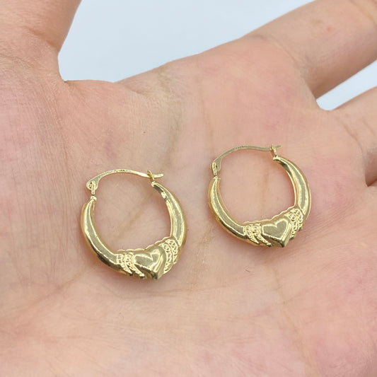 14k Heart of Gold Hoop Earrings