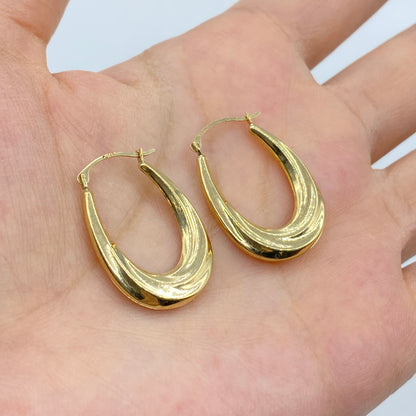 14K Ribbon Hoop Earrings