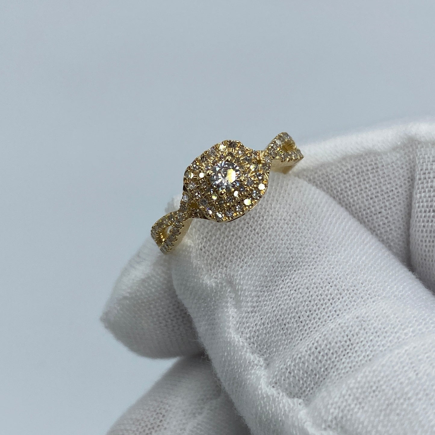 14K Yellow Gold Infinity Band Diamond Engagement Ring