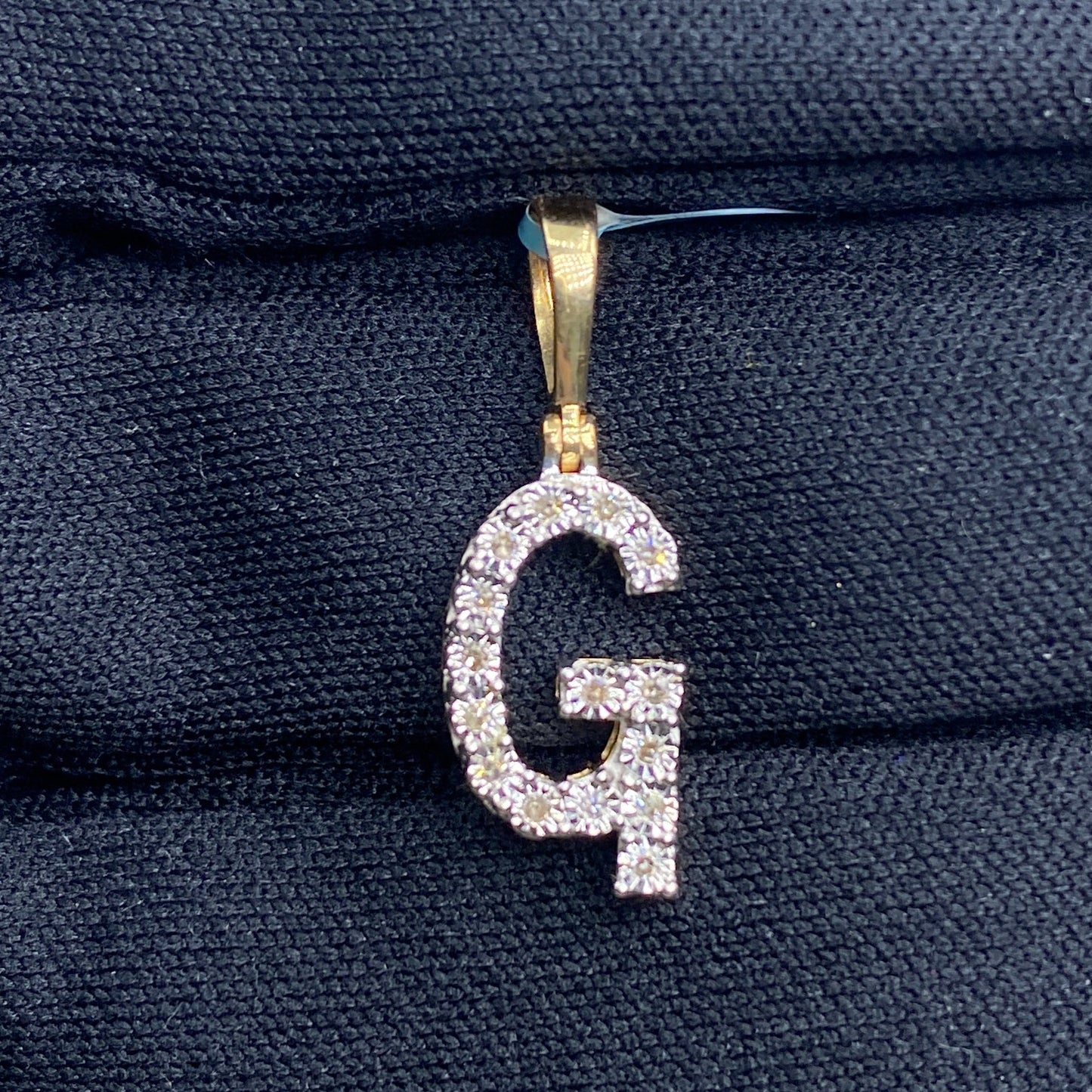 14K Gold Single Stone Initial G Diamond Pendant