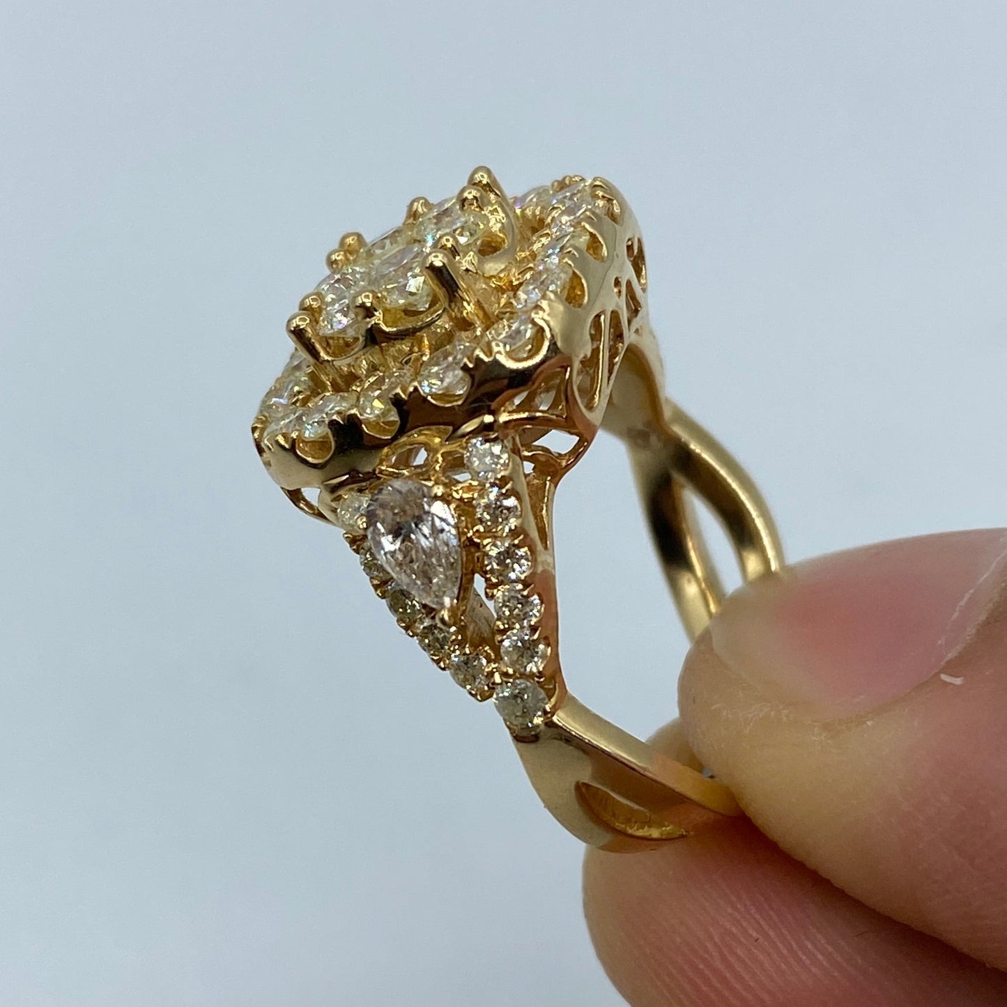 14K Large Square Diamond Engagement Ring