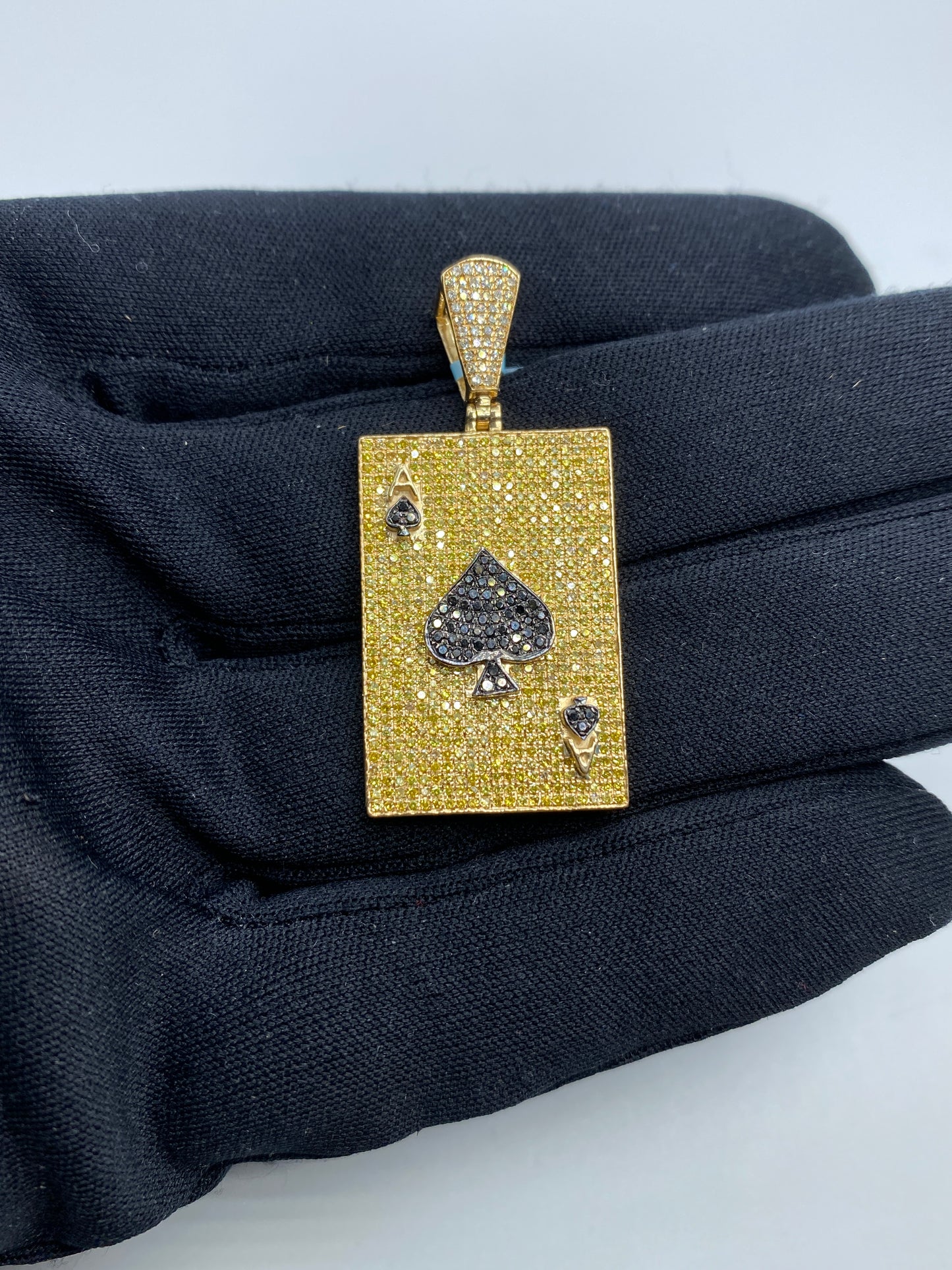 14k Ace of Spades Playing Card Pendant