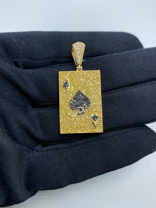 14k Ace of Spades Playing Card Pendant