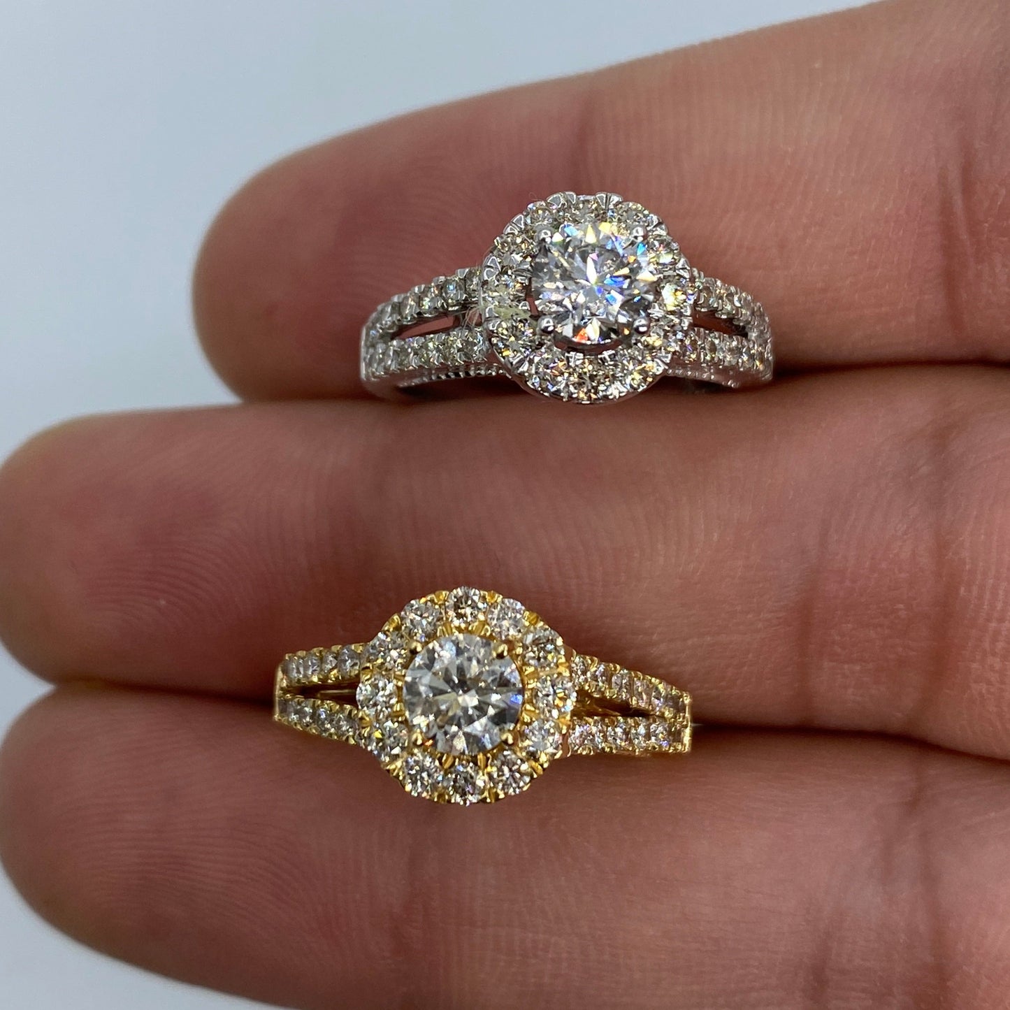 14K Jumbo Center Diamond Halo Engagement Ring