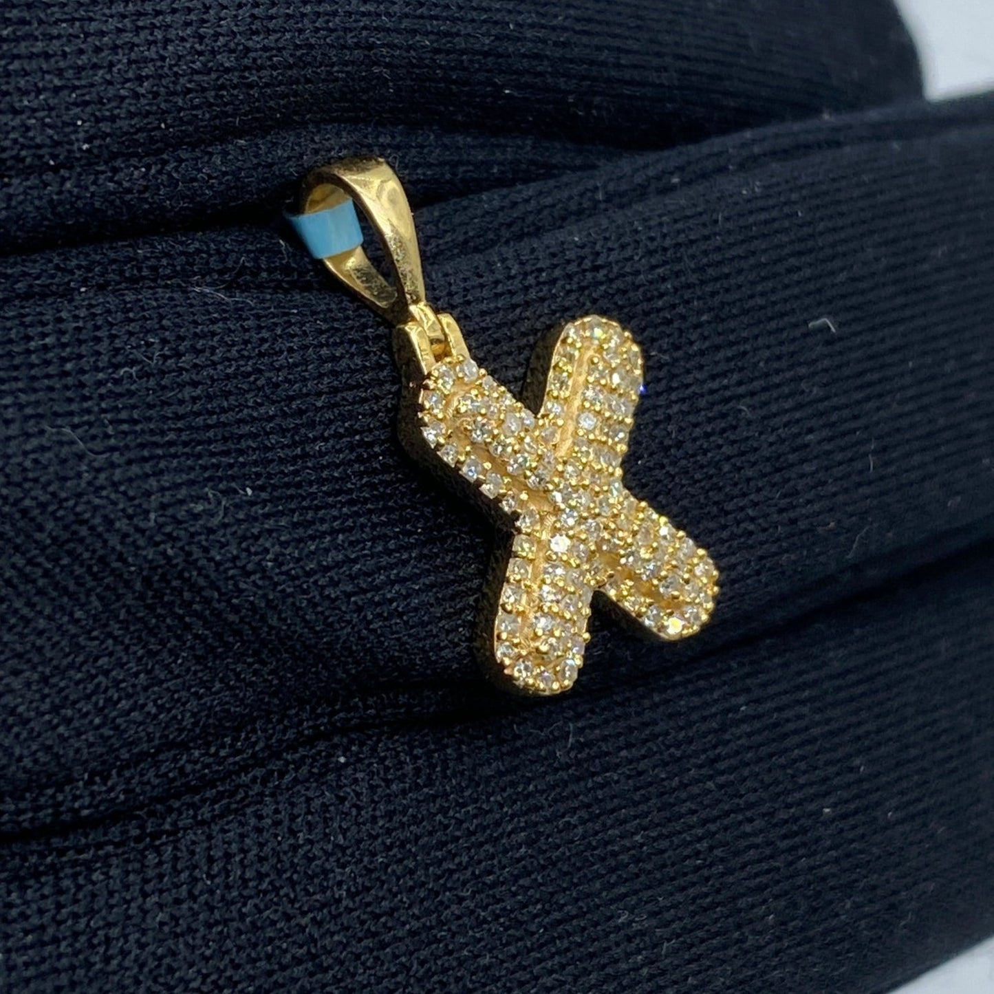 14k Initial X Bubble Pendant