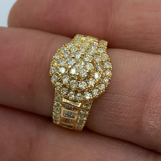14K Cake Diamond Baguette Engagement Ring