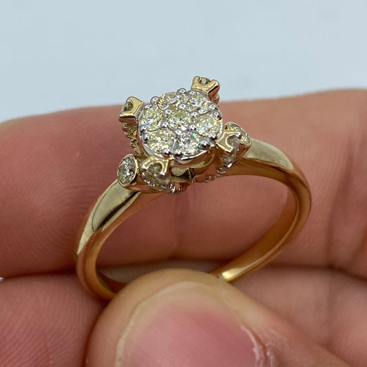 14K Flower Diamond Engagement Ring