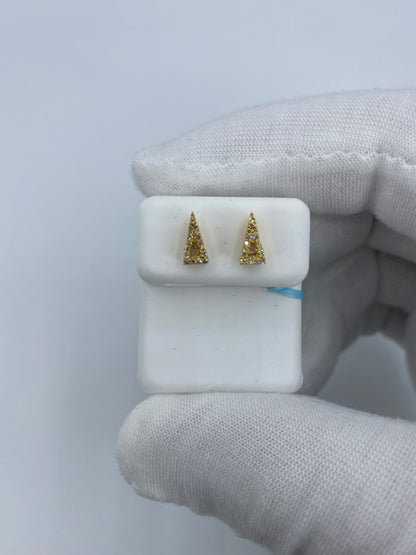 14K Small Isosceles Triangle Diamond Baguette Earrings
