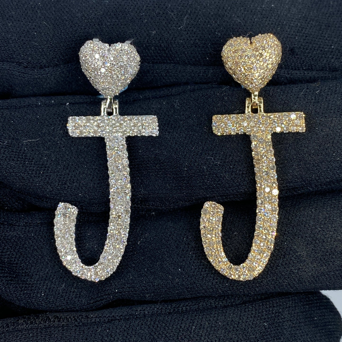 14K Script Initial Letter Heart Diamond Pendants Full Collection
