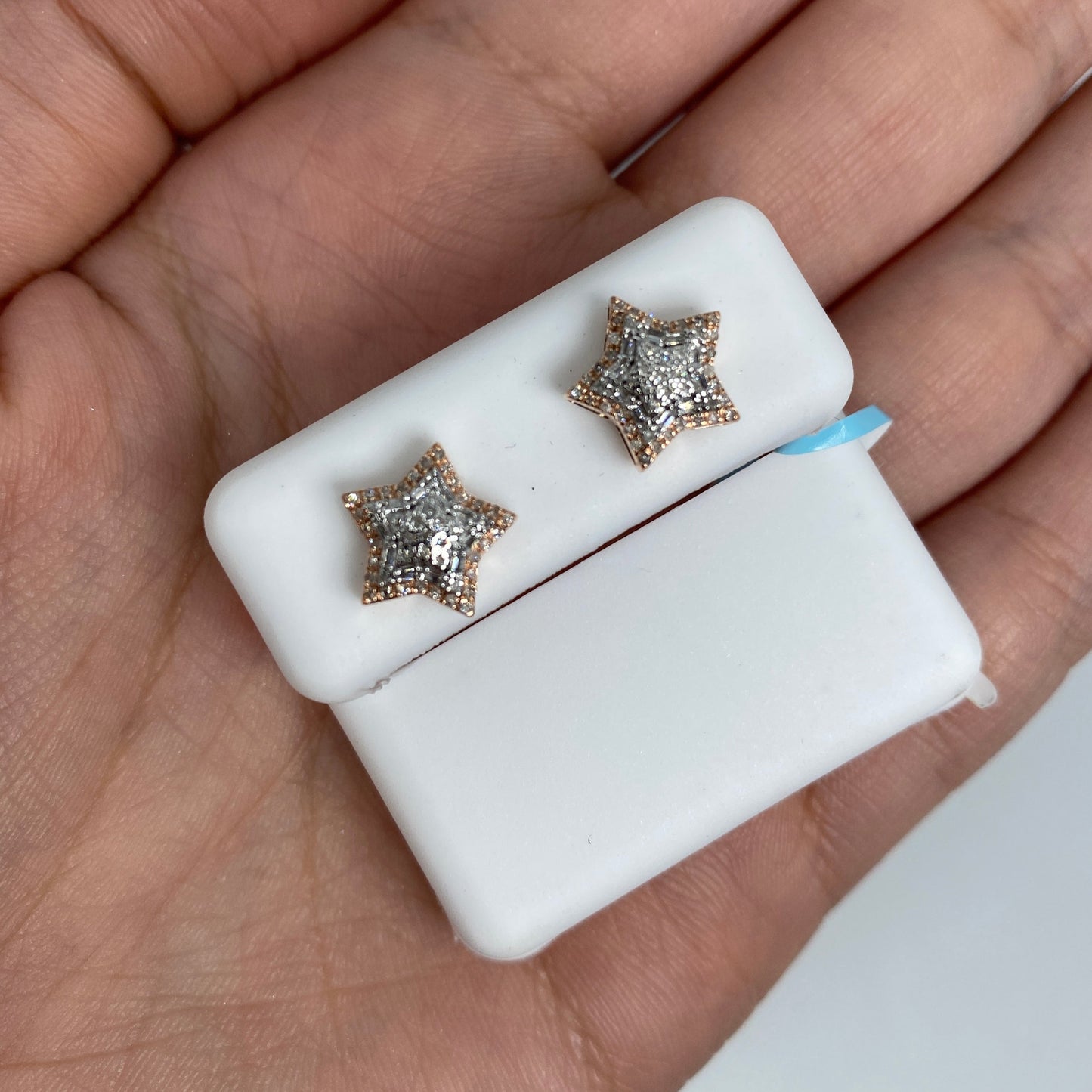 14K 3D Star Diamond Earrings