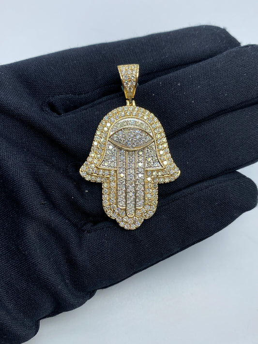 14K Hamsa Diamond Pendant