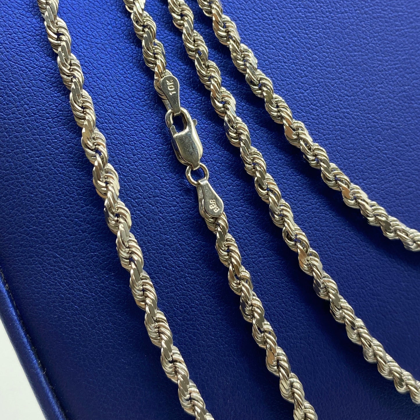 10K 3.8MM Rope Chain in White Gold 18-24"
