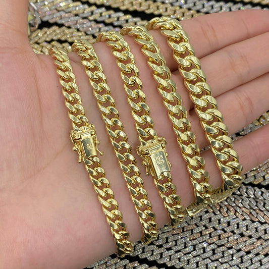 Cuban Link Anklets in Real 10K Yellow Gold All Sizes