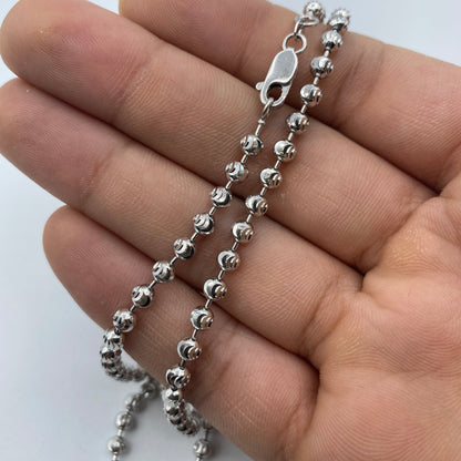 14K White Gold 4.2MM Moon Cut Chain 18-30"