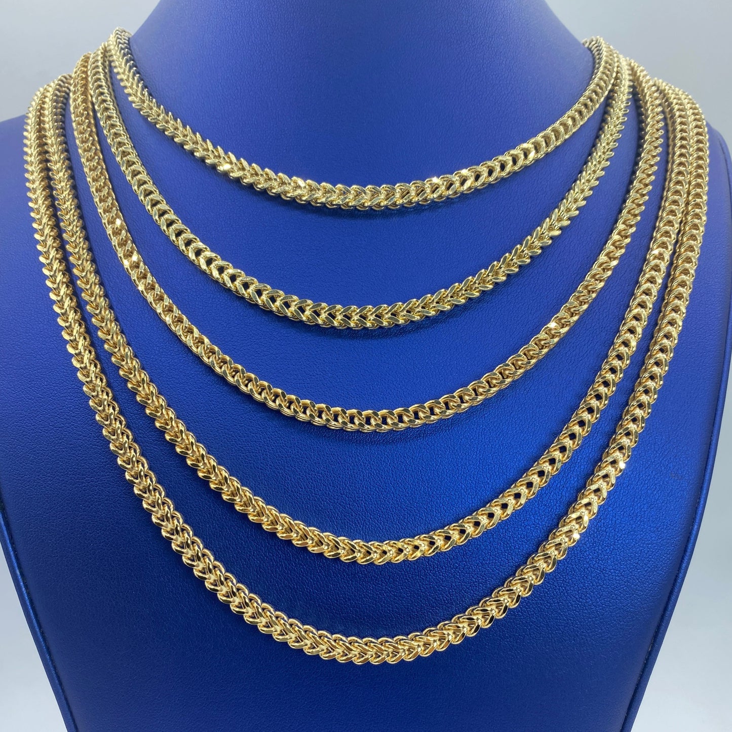 Franco Chain in Real 10K Yellow Gold Full Collection