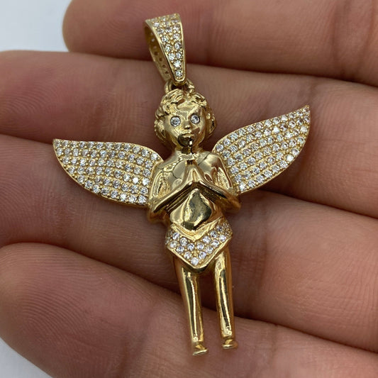 14K Baby Angel Pendant 1.75"