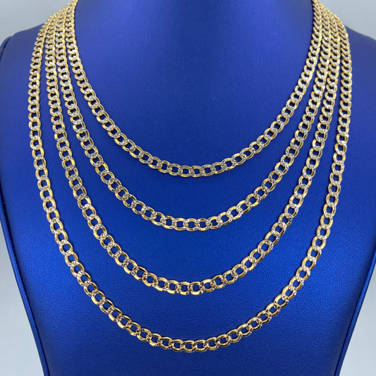 14K 5.5MM Two Tone Cuban Link Chain 18-24"