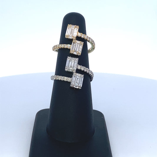 14K Diamond Baguette Double Claw Ring