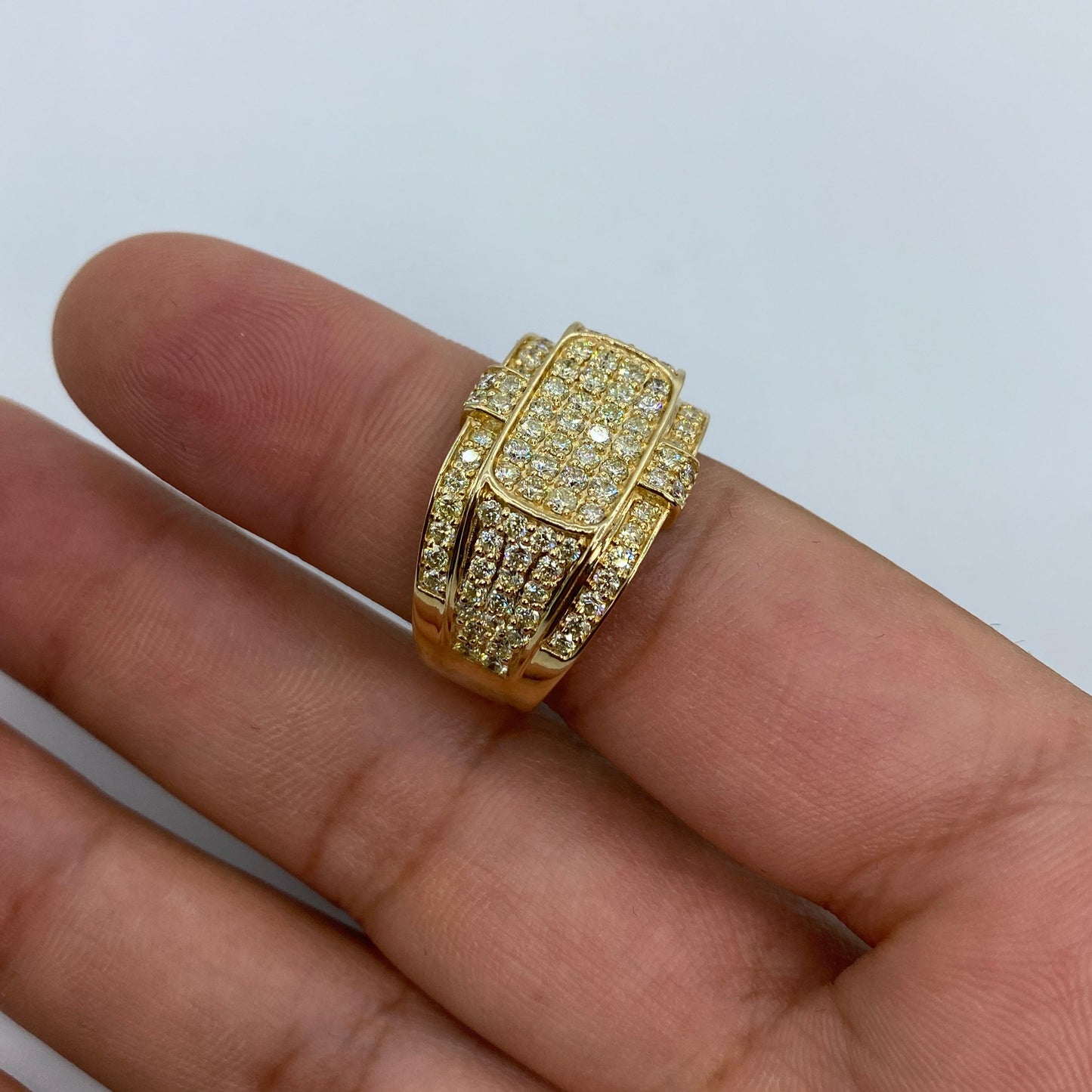 14K Rectangle Egyptian Diamond Ring