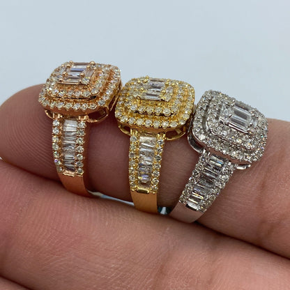 14K Square Diamond Baguette Engagement Ring