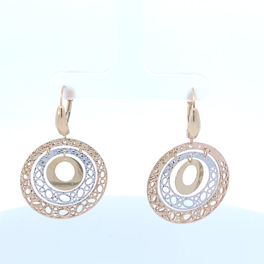 14K Gold Circle Hanging Earrings