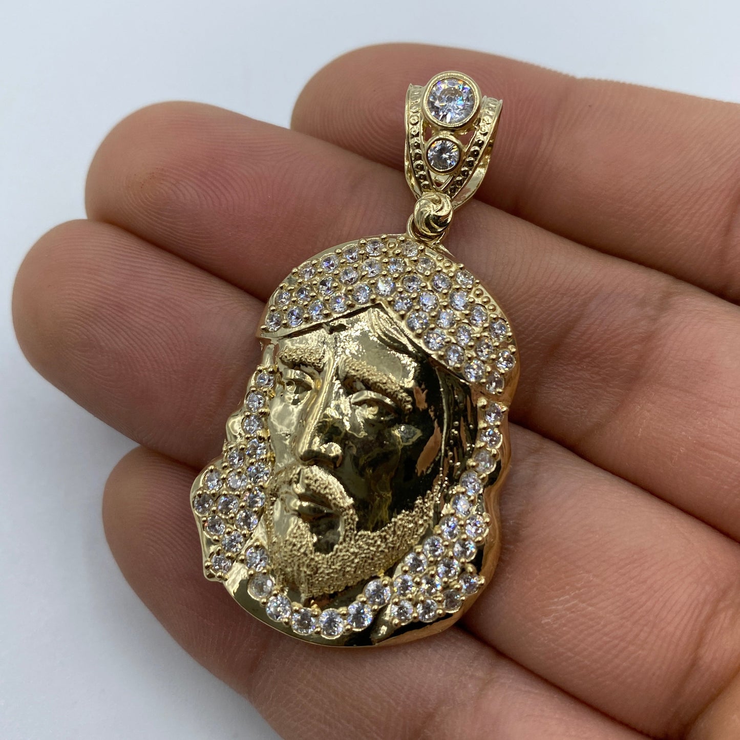 14K Jesus Head Pendant 1.9"