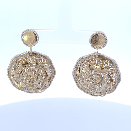 14K Gold Hanging Flower Earring