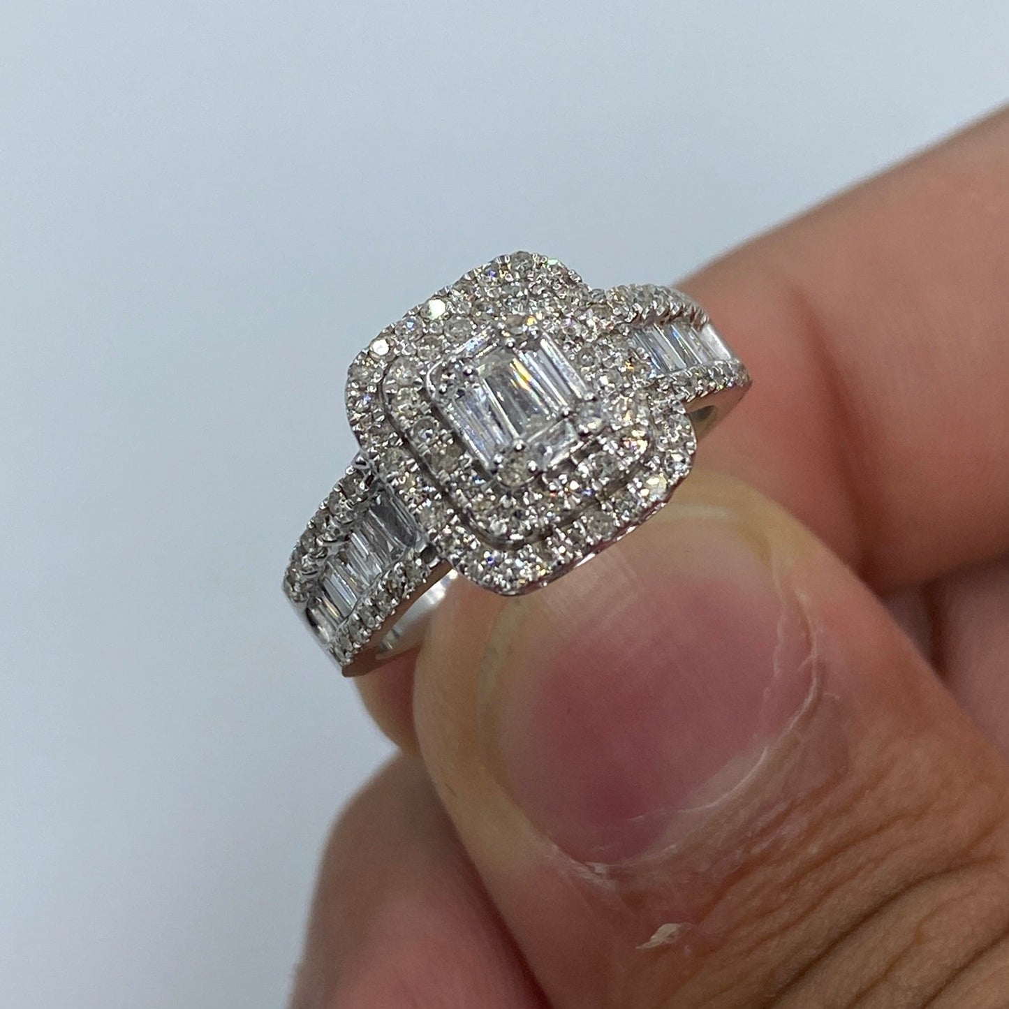 14K Square Diamond Baguette Engagement Ring