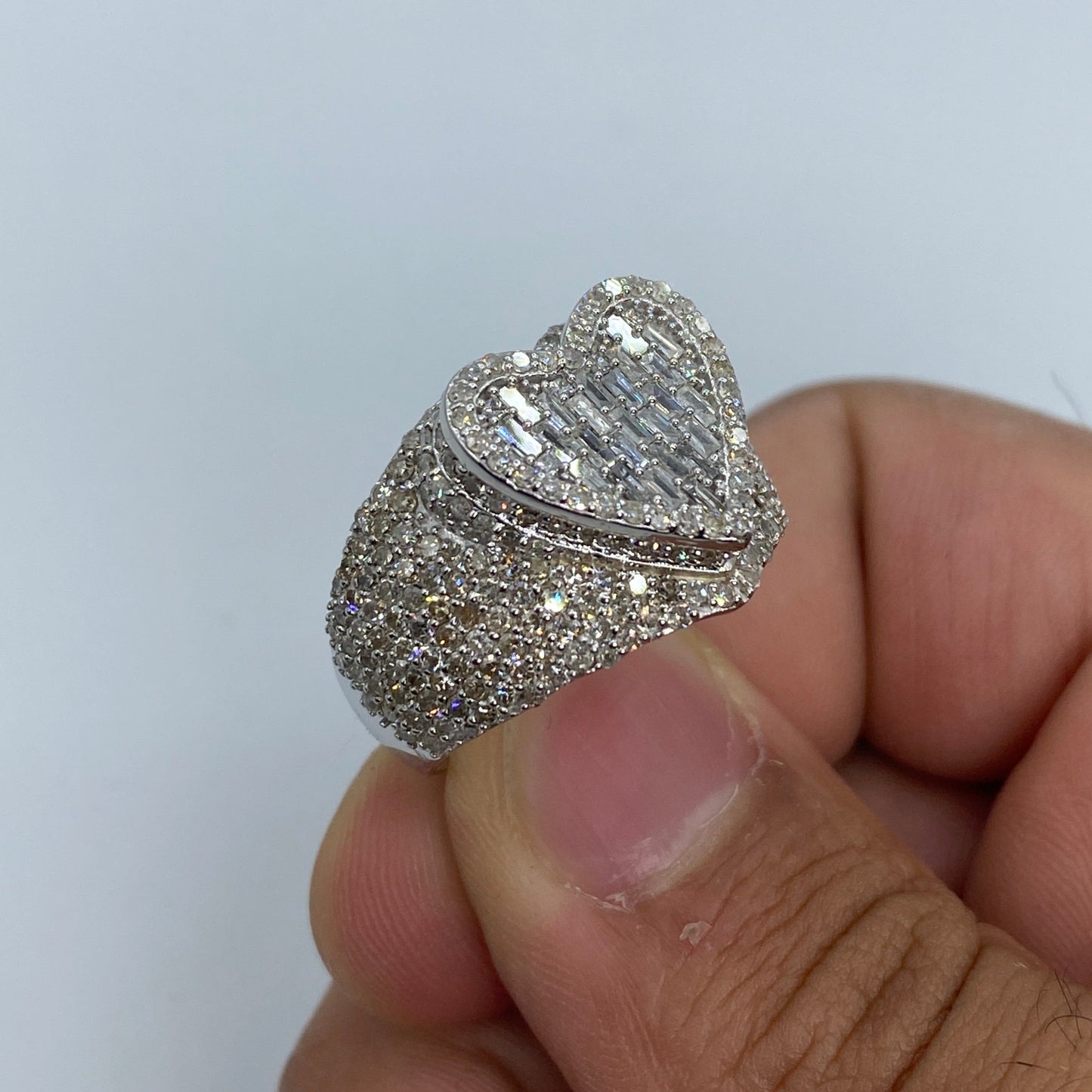 14K Heart Diamond Baguette Ring