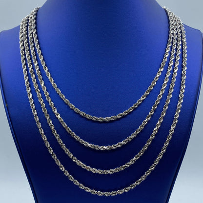 10K 4.0MM Rope Chain in White Gold 18-24"