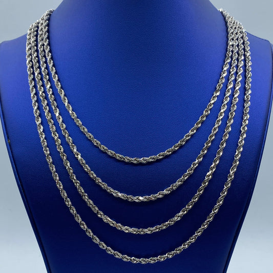 10K 4.0MM Rope Chain in White Gold 18-24"