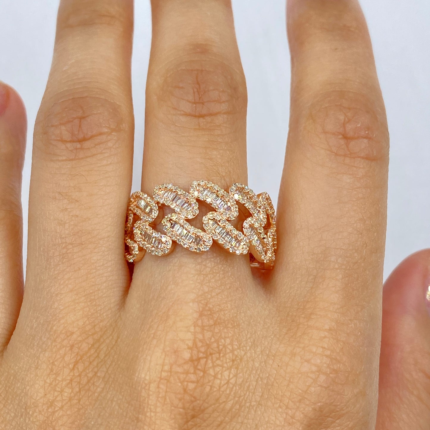 10K Chubby Cuban Link Diamond Ring