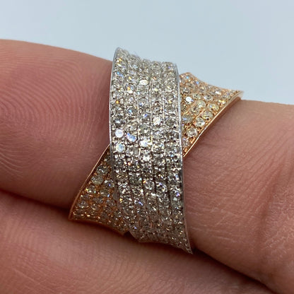 14K Two-Tone Warp Diamond Ring