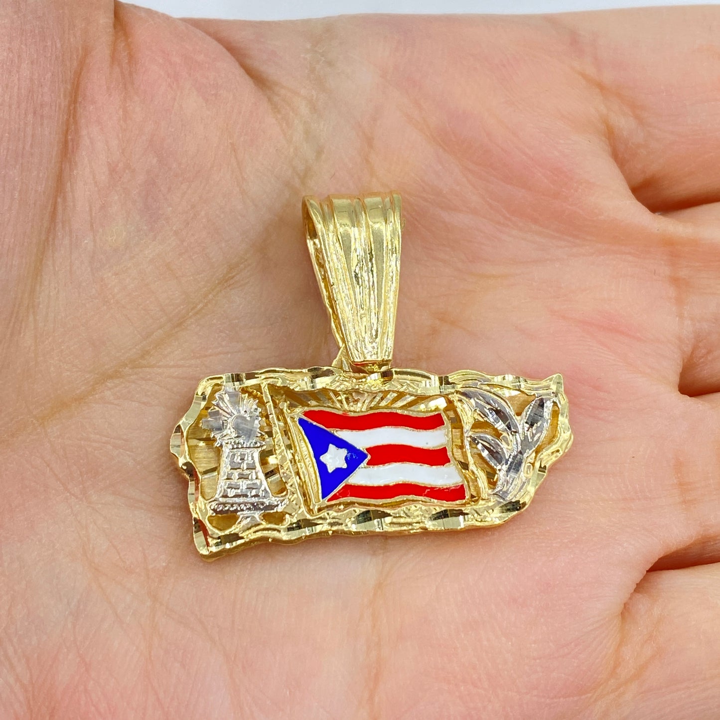 10K Puerto Rico Flag Emblem Pendant