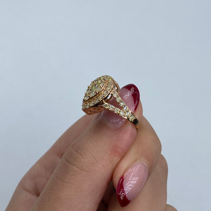 14K Cherish Halo Pear Diamond Engagement Ring