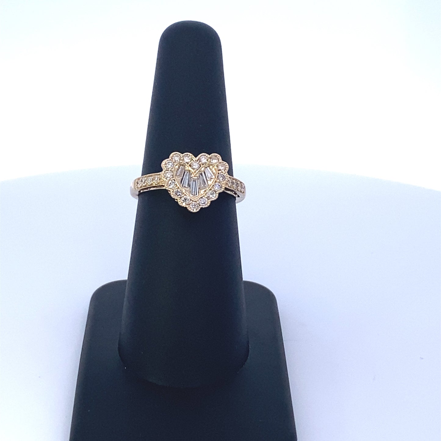 14K Diamond Baguette Heart Ring