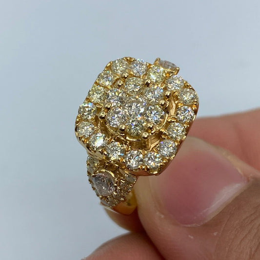 14K Large Square Diamond Engagement Ring