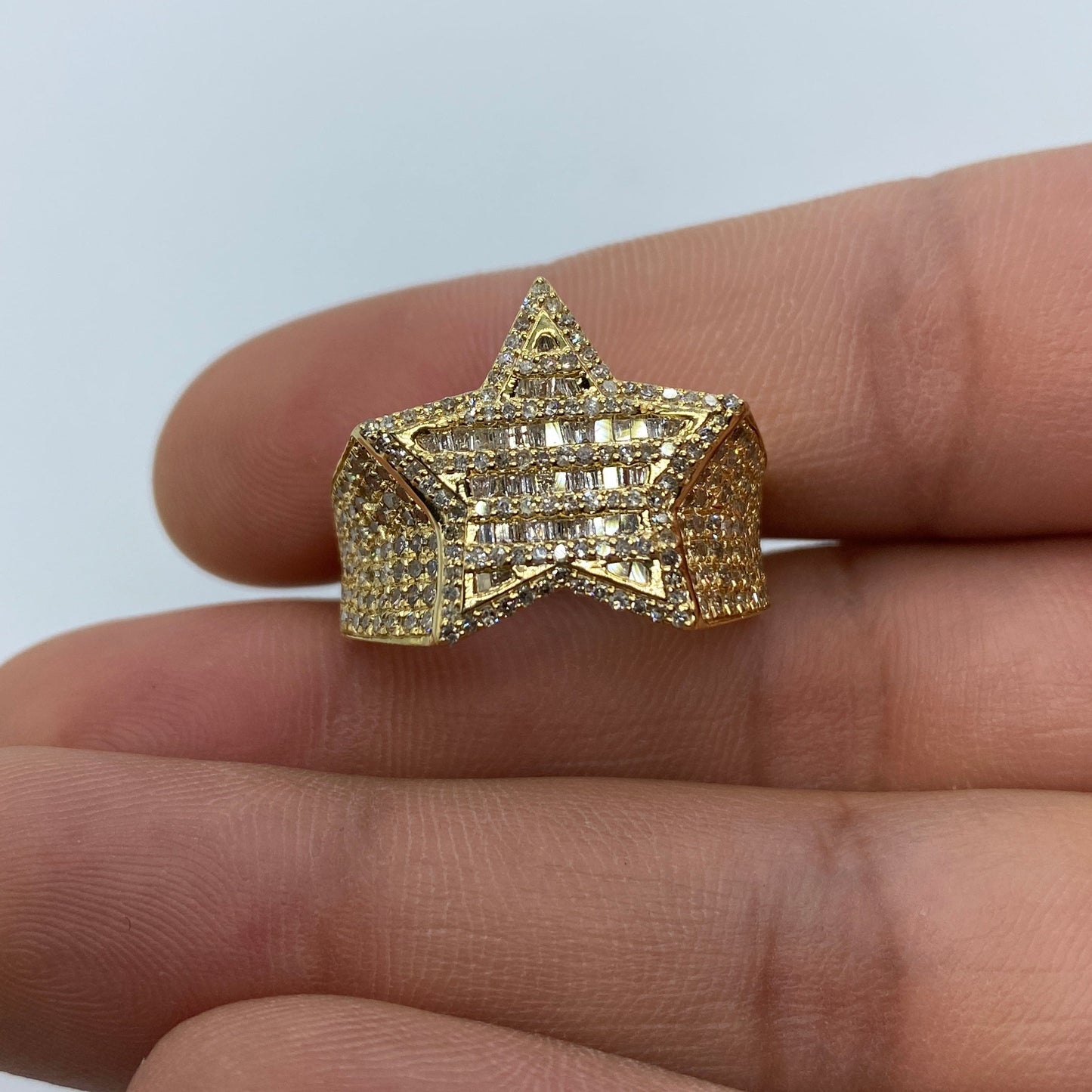 10K Star Diamond Baguette Ring