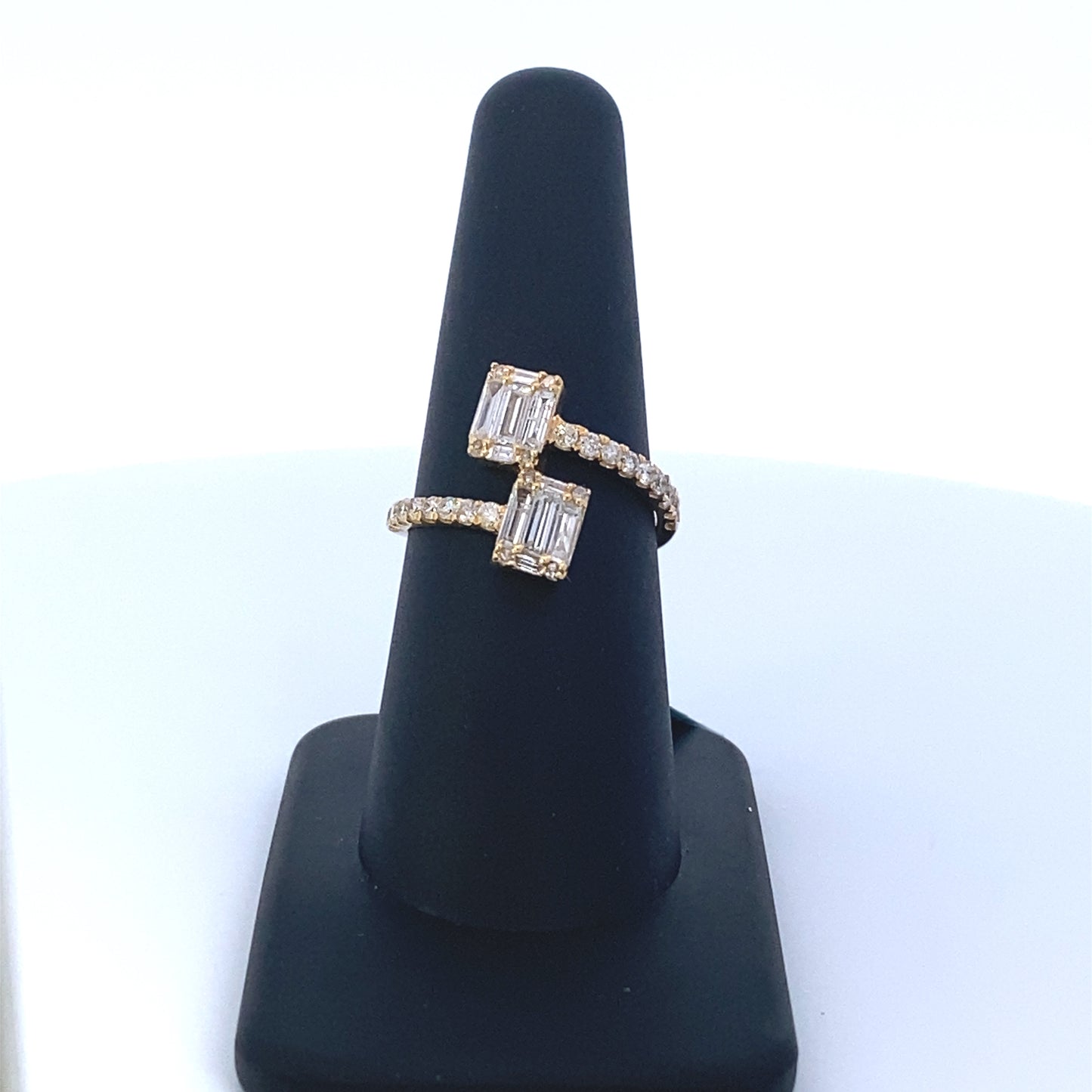 14K Diamond Baguette Double Claw Ring