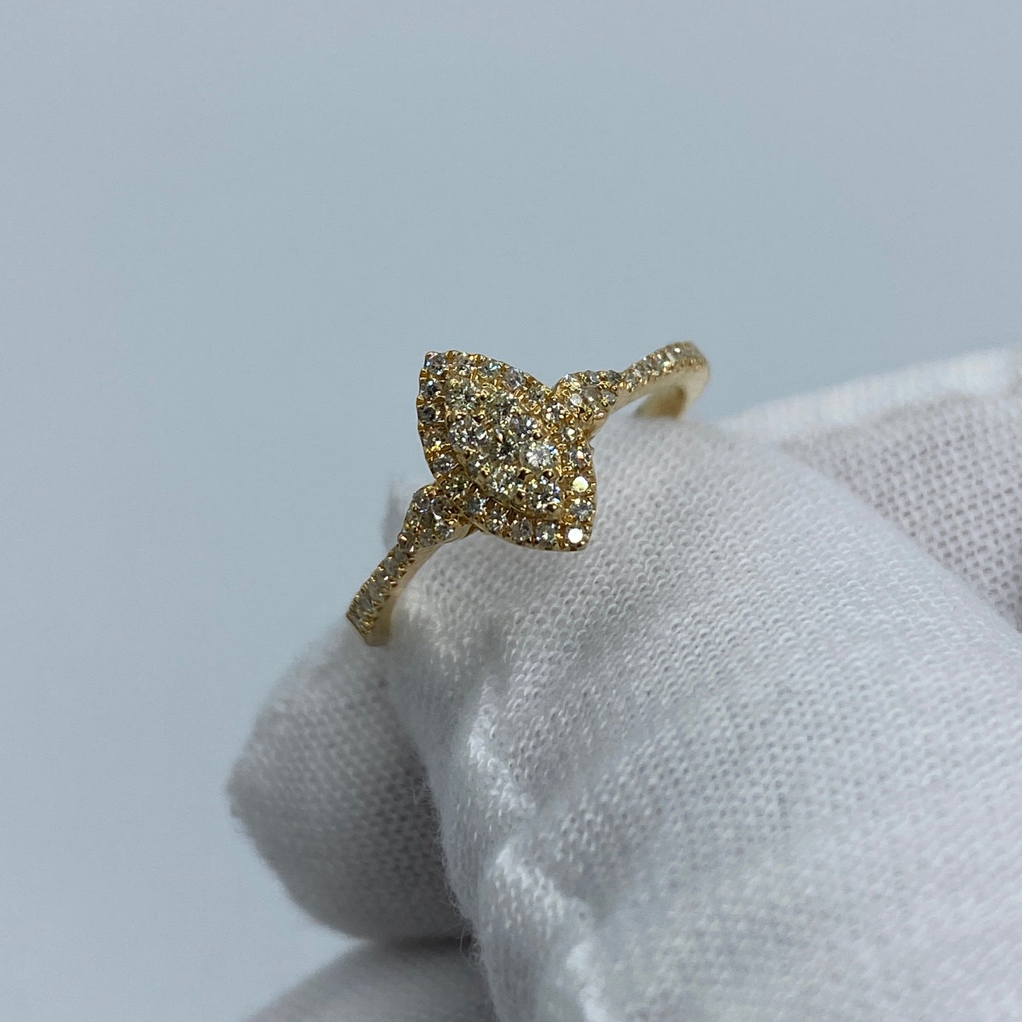 14K Yellow Gold Marquise Cut Diamond Engagement Ring