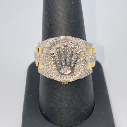 14K Two-Tone Crown Diamond Ring