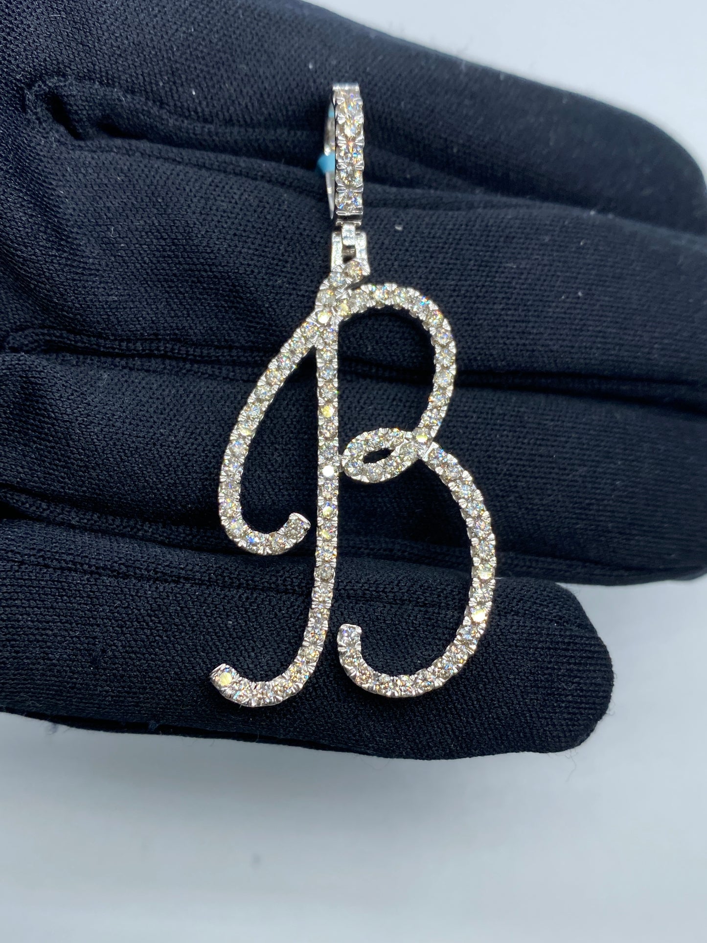 14k Initial B Large Script Pendant